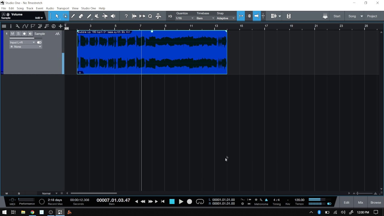 Studio one 4.5 tempo track not working on pc